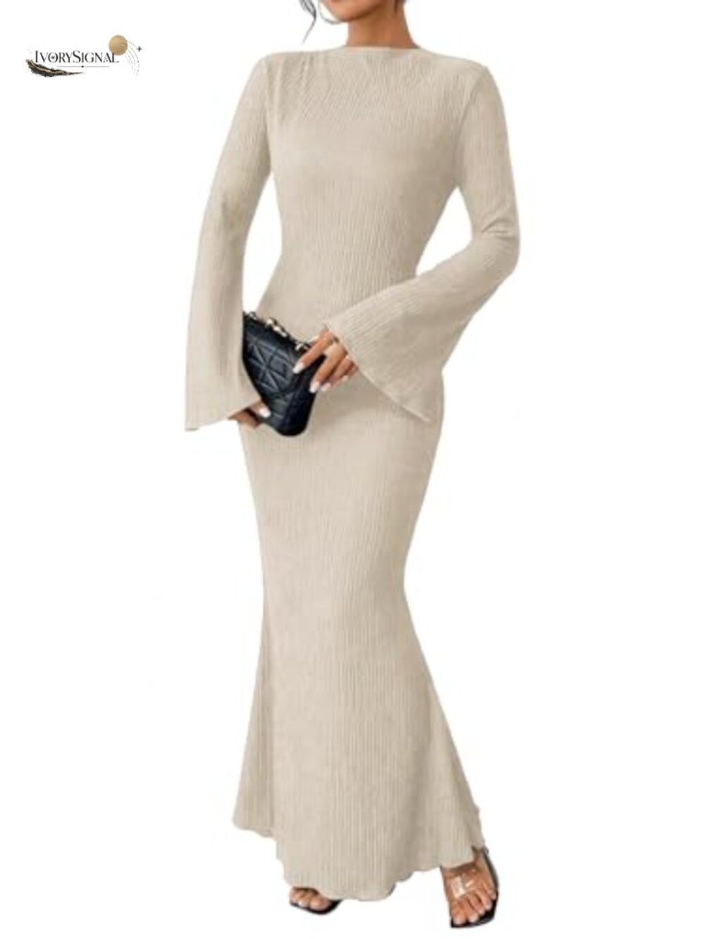 Women's Maxi Dress Long Sleeve Bodycon Formal Fall Wedding Guest